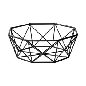 17" Black Metal Geometric Decorative Bowl