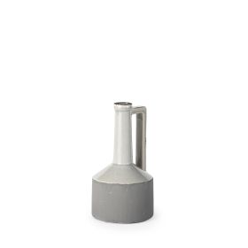 9" Gray And White Cylinder Ceramic Urns Jars