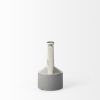 9" Gray And White Cylinder Ceramic Urns Jars