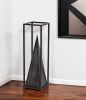 Black Metal Pyramid Sculpture – Modern Geometric Tabletop Accent