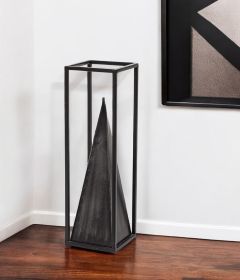 Black Metal Pyramid Sculpture – Modern Geometric Tabletop Accent