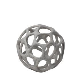 6" Gray Metal Abstract Decorative Orb Tabletop Sculpture