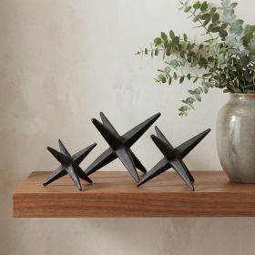 Set of Three Black Cast Iron Star Tabletop Sculptures