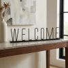 24" Black Metal “Welcome” Tabletop Sculpture – Modern Minimalist Word Art