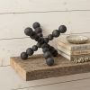 Black Beaded Wooden Decorative Jack Tabletop Sculpture – Modern Rustic Accent