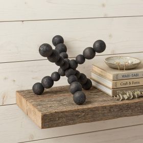 Black Beaded Wooden Decorative Jack Tabletop Sculpture – Modern Rustic Accent