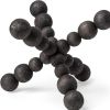 Black Beaded Wooden Decorative Jack Tabletop Sculpture – Modern Rustic Accent