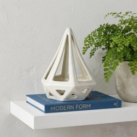 White Crackle Glaze Ceramic Conical Sculpture