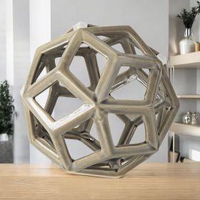 Crackle Glaze Ceramic Geometric Sculpture – Modern Decorative Accent
