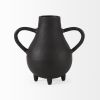 8" Black Two Handle Ceramic Jug Vase