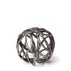 Petite Silver Metal Tree Branch Orb Sculpture – Contemporary Rustic Tabletop Accent