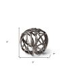 Petite Silver Metal Tree Branch Orb Sculpture – Contemporary Rustic Tabletop Accent
