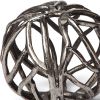 Petite Silver Metal Tree Branch Orb Sculpture – Contemporary Rustic Tabletop Accent