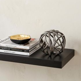 Petite Silver Metal Tree Branch Orb Sculpture – Contemporary Rustic Tabletop Accent