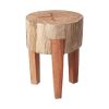 18" Dark Brown Distressed Reclaimed Wood Round End Table – Rustic Accent Furniture