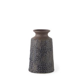 7" Brown Abstract Cylinder Ceramic Table Vase
