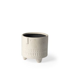 7" White Abstract Cylinder Ceramic Table Vase