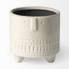 7" White Abstract Cylinder Ceramic Table Vase
