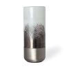 13" White Abstract Crystal Glass Cylinder Table Vase