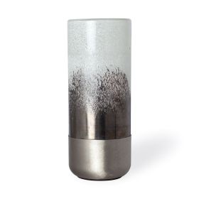 13" White Abstract Crystal Glass Cylinder Table Vase