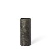 10" Black And Gold Abstract Cylinder Ceramic Table Vase