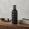 12" Black Ceramic Pierced Geometric Cylinder Table Vase
