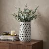 12" White Abstract Cylinder Ceramic Vase – Modern Minimalist Tabletop Accent