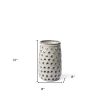 12" White Abstract Cylinder Ceramic Vase – Modern Minimalist Tabletop Accent