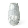 12" Gray And White Abstract Cylinder Crystal Glass Table Vase