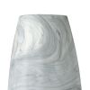 12" Gray And White Abstract Cylinder Crystal Glass Table Vase