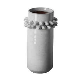 11" Gray Abstract Cylinder Ceramic Table Vase