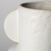12" White Ribbed Ceramic Cylinder Table Vase