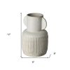 12" White Ribbed Ceramic Cylinder Table Vase