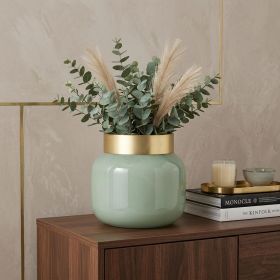 10" Green Abstract Crystal Glass Vase – Modern Statement Accent