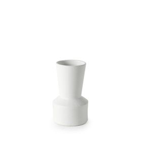 9" White Abstract Cylinder Ceramic Table Vase