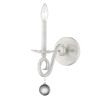 12" Off-White Rustic Metal Candle Wall Sconce with Hanging Crystal – Modern Farmhouse Glam