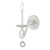 12" Off-White Rustic Metal Candle Wall Sconce with Hanging Crystal – Modern Farmhouse Glam