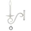 12" Off-White Rustic Metal Candle Wall Sconce with Hanging Crystal – Modern Farmhouse Glam