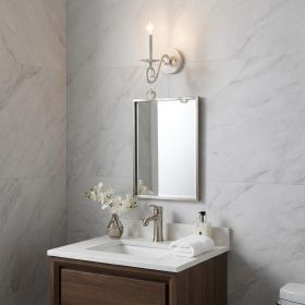 12" Off-White Rustic Metal Candle Wall Sconce with Hanging Crystal – Modern Farmhouse Glam