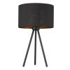 22" Black Metal Tripod Table Lamp with Black Drum Shade – Contemporary Accent Lighting