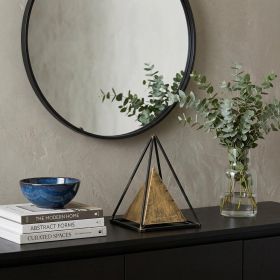 Bronze Metal Hand‑Painted Modern Abstract Tabletop Sculpture – Geometric Pyramid Accent