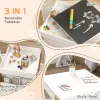 3‑Piece Wooden Kids Table & Chair Set – Reversible Desktop, Storage Drawers & Bookshelf