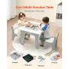 Wooden Kids Activity Table & Chair Set – Reversible Blackboard/Whiteboard & Block Surface