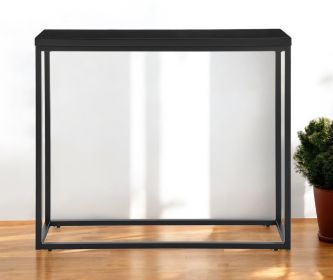 35" Black Wood and Steel Frame Console Table