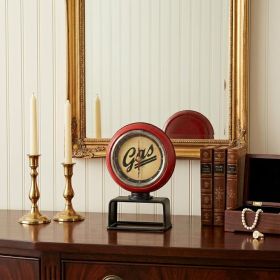 Red Metal Gas Pump Clock Sculpture