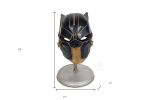 Black Panther Warrior King Helmet Collectible with Display Stand – Gold & Black Finish