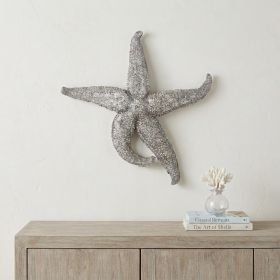 15" Antiqued Silver Resin Starfish Hanging Dimensional Sculpture