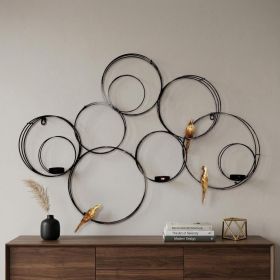 Black and Gold Birds Geometric Wall Decor