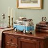 Blue & White Metal Volkswagen Bus Sculpture – Retro Decorative Figurine