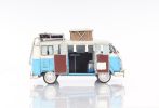 Blue & White Metal Volkswagen Bus Sculpture – Retro Decorative Figurine
